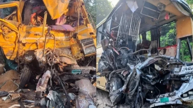 নাটোরের বড়াইগ্রামে যাত্রীবাহী বাস ও বালুবোঝাই ট্রাকের সংঘর্ষে প্রাণ গেছে ১৪ জনের।