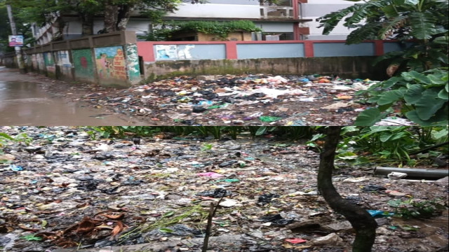ব্রাহ্মণবাড়িয়ার নাসিরনগর উপজেলায় সড়ক ও জনবহুল এলাকার পাশে যত্রতত্র বর্জ্য ফেলার কারণে পরিবেশ দূষণ এব...