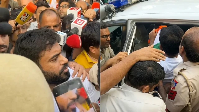 ভারতের সেন্ট্রাল পার্কে পতাকা উত্তোলনের পথে ককরোচ পার্টির প্রধান অভিজিৎ দীপকে আটক
